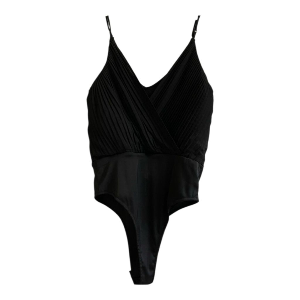 Zara NWT Black Pin Tuck Pleated Faux Wrap Drapped over Corset Bodysuit